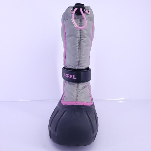 Sorel Flurry Youth Winter Snow Boots Gray Pink Black NY1965-061 Size 3 - Picture 2 of 16